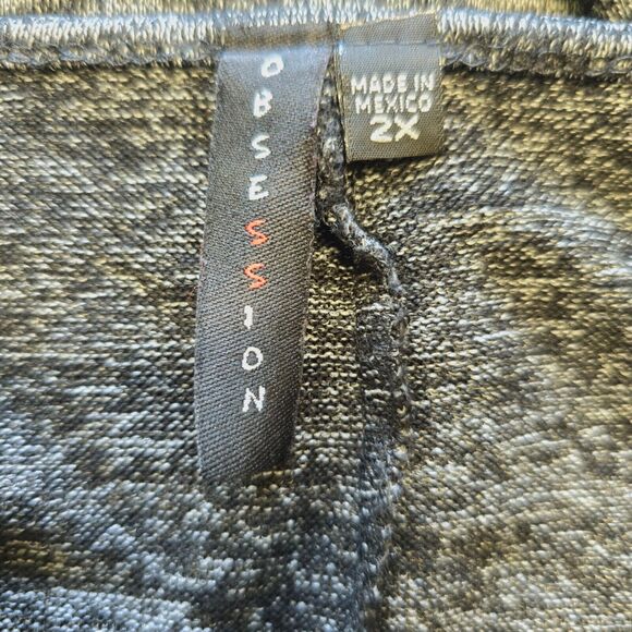 Obsession Gray Sparkly Scoop Neck 3/4 Sleeve High Low Hem Blouse Plus Size 2X - Picture 5 of 5